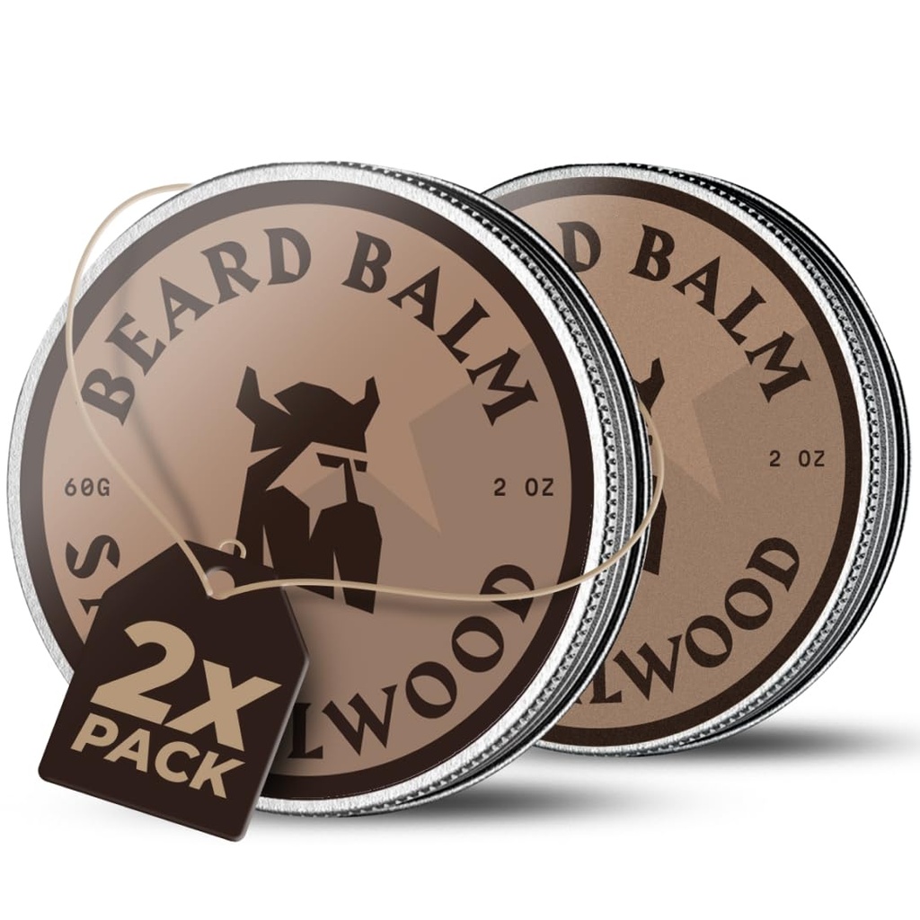 Striking Viking Beard Balm for Men - Leave in Beard Conditioner - Styling Balm Made with Naturally Derived Beard Butter, Argan & Jojoba Oils (4 Ounce (Pack of 2), Sandalwood)