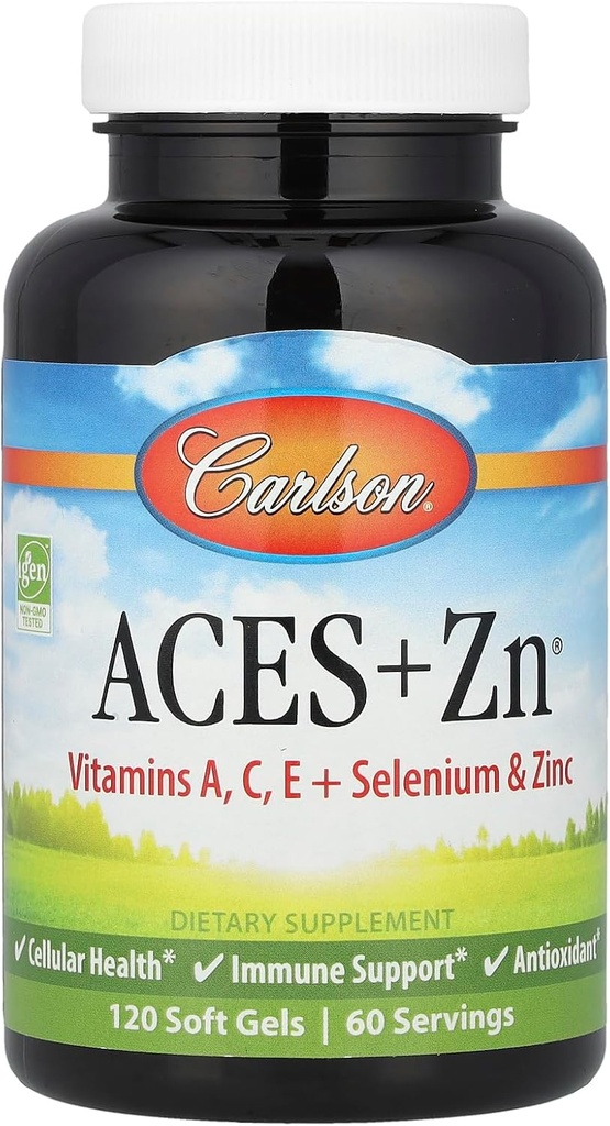 Carlson - ACES + Zn,维生素A,C,E +硒和锌,细胞健康和免疫支持,抗氧化剂,120软胶