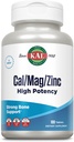 KAL Cal/Mag/Zinc 0000 1000mg Calci, 400 mg Magnesi & 15mg Zinc  leinc Bone, Muscle, Cor & Imunune support  ANNUITY 100ct, 33 Serv