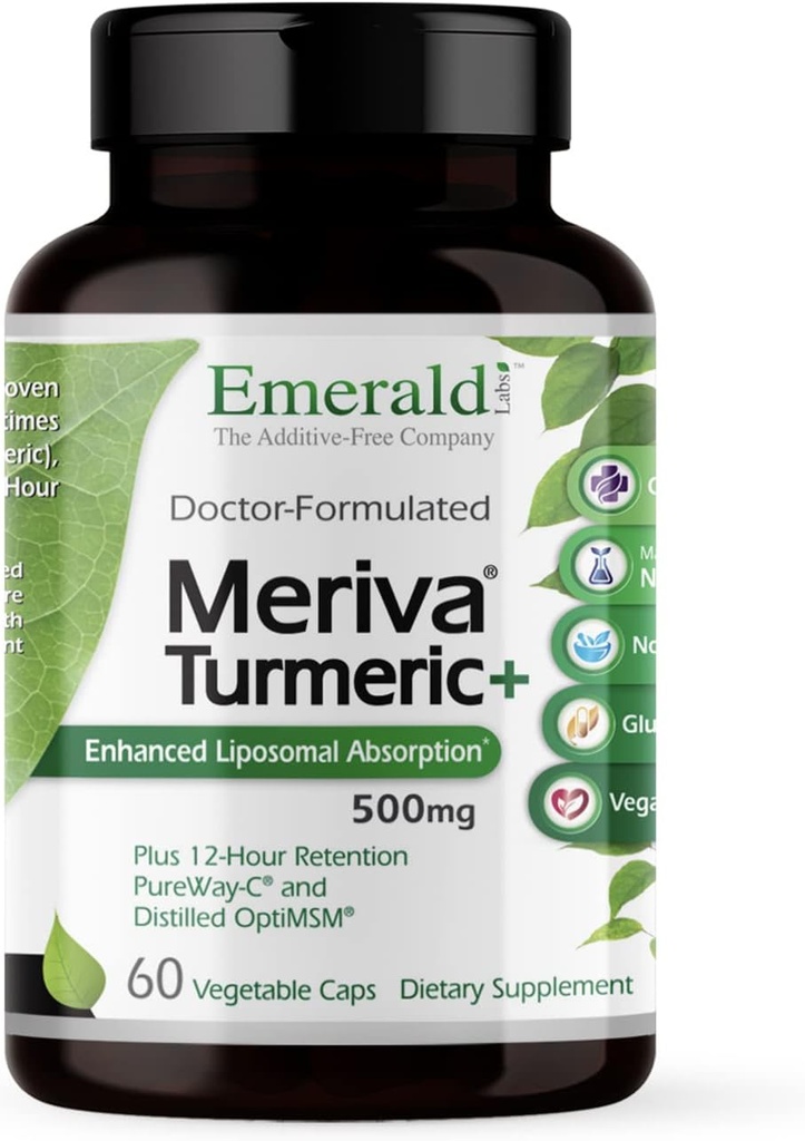 Emerald Labs Meriva Turmeric Plus - Meriva Turmeric, PureWay-C 비타민 C 및 OptiMSM - 관절 건강 및 면역 반응 지원 - 60 야채 캡슐 (60 일 공급까지)