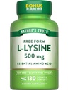 Nature's Truth L-Lysine 500mg | 130 Coated Caplets | Free Form | Essential Amino Acid | Vegan, Non-GMO, & Gluten Free Supplement