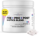 Livingood Daily Pre Pro Post Biotics Blend Powder, Digestive Health Addition with Prebiotics from Organic Blue Agave Inulin, SBO Probiotics, Probiotics for Women & Men, Non ГМО, Vegen, 30 Servings