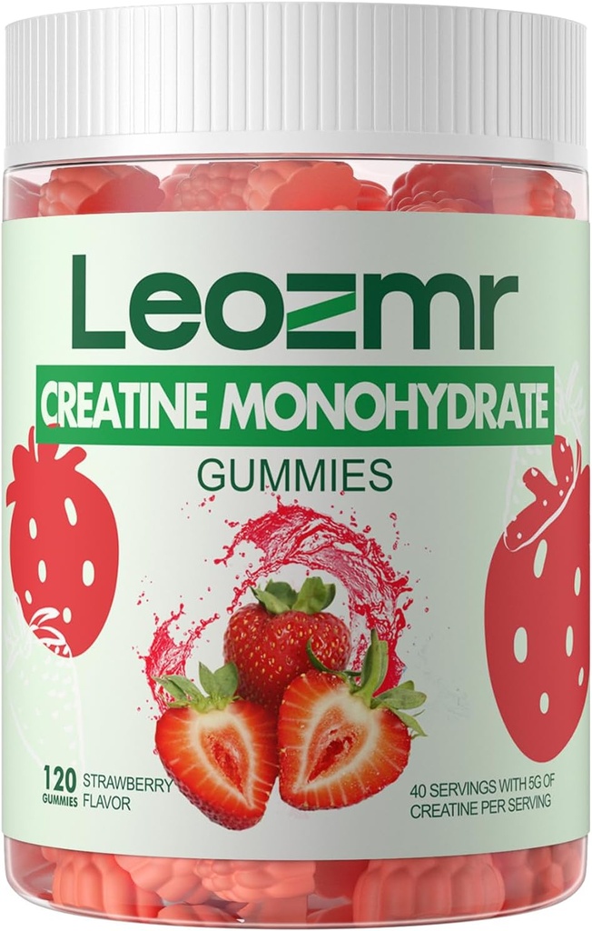 Kreatino monohidratas Gummies 5000mg vyrams ir moterims, Chewables Kreatino monohidrato papildymas (120 Count) - braškių 120 Gummies