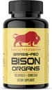 Grass Fed Bison Organ Supplement, תומך בכל הגוף עם תערובת פרופיל של Liver, Heart, Kidney, Freeze-Dried Bison, Non-GMO, 180 קפסולות