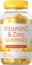 Carlyle Vitamin C e Zinc Gummies | 70 Conde | Lemon Flavor | Vegan, Non-GMO e Gluten Suplemento gratuíto