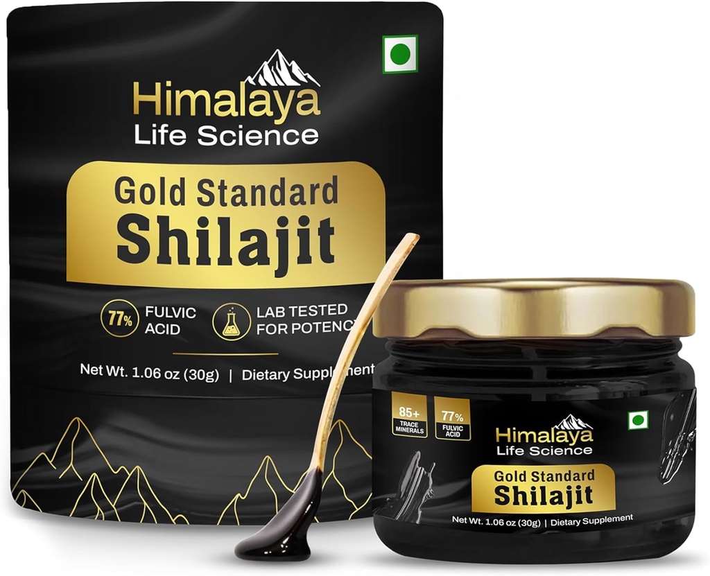 Pure Shilajit Resin | Most Potent Shilajit from India, Gold Grade for Men & Women, 75 Servings for Energy Boost, 85+ Trace Minerals, 77% Fulvic Acid, Lab Tested, 30g