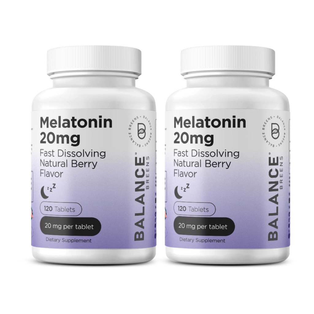 Balancebreens Melatonin 20mg Fast Dissolve Tablets - High Potency, Fast Acting, Natural Sleep Support - Sleep Aids for Adults - Non-Groggy, Drug-Free Formula - 120 Pills (120 Count (Pack of 2))