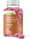 Viteey Calcium Gummies עם ויטמין D3 ומגנזיום תוספת לבריאות העצם - תוספי Calcium Chewable לנשים וגברים - Gluten-Free, non-GMO - 90 Count Count