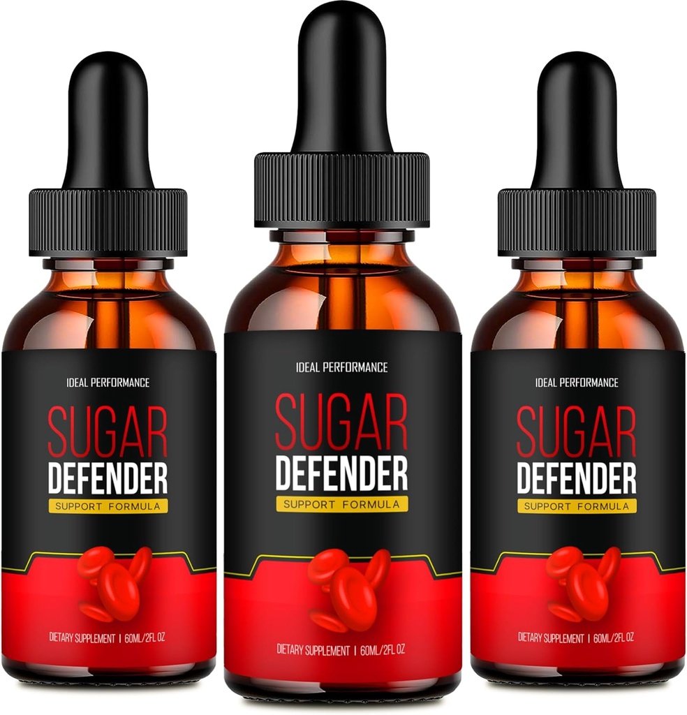 IDEAL PERFORMANCE Sugar Defender Drops, Sugar Defender Suplemento Liquid Drops - Maximum Strength, SugarDefender Health and Wellness All Natural Formula, SugarDefender Liquid Reviews (3 Pack)