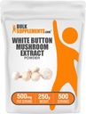 اللوازم.com White Button Mushroom Extract Powder - Mushroom supplement, Agaricus Mushroom Powder - Gluten Free, 500mg per Serving, 250g (8.8 oz) (Pack of 1)