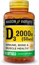 MASON NATURAL Vitamin D3 2,000 IU Ultra Strength, Supports Bone density, Strength ' Immune Health, 60 Softgels
