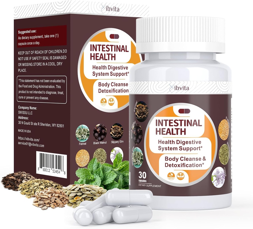 Gut Health Cleanse Detox Kapsule - črevesno čistilo z Wormwoodom, črnim oreščkom, česnovo čebulo, Clove Support Colon Cleanser & Digestion System za ženske in moške, 30 Caps