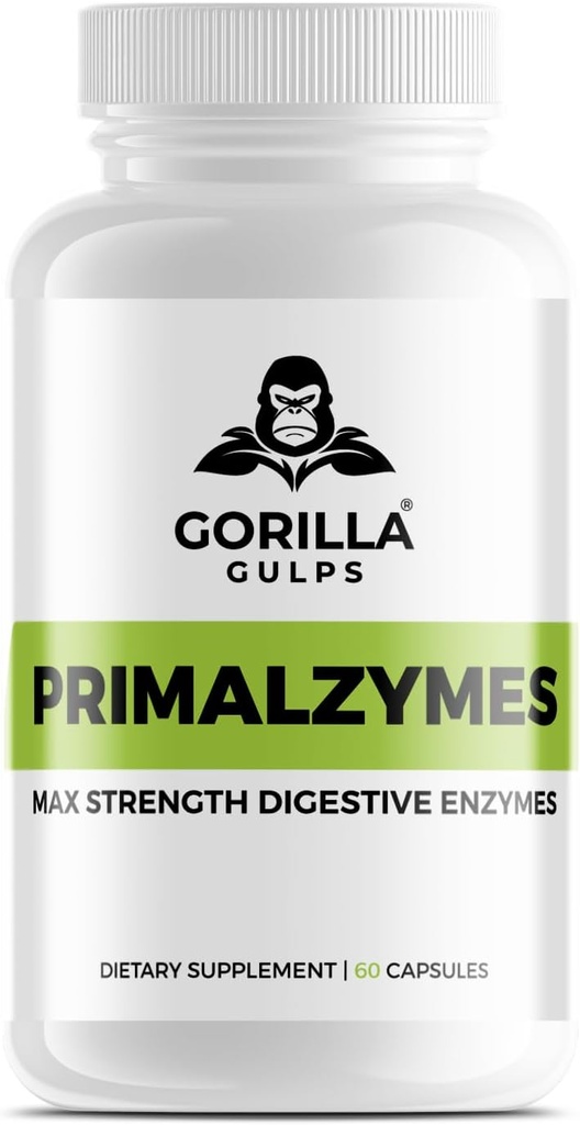 Gorilla Gulps - Primalzymes - Max Strength Gremošanas enzīmi, 60 Veggie kapsulas