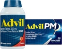 Advil Pain Reliever 및 Fever Reducer, Ibuprofen 200mg 통증 완화 - 300 Count, Advil PM Pain Reliever 및 야간 수면 보조, 통증 완화 및 Diphenhydramine Citrate - 20 카운트