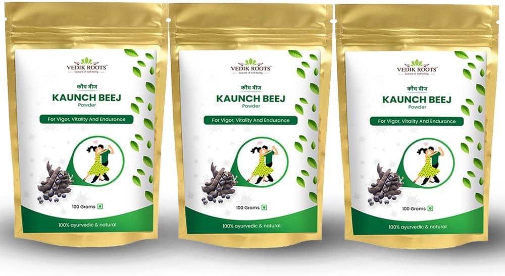 Kaunch Beej Powder - Natural Ayurvedic Herb for Daily Wellness against 124; 100% Pure & Vegan 100g Hver (pakke med 3)