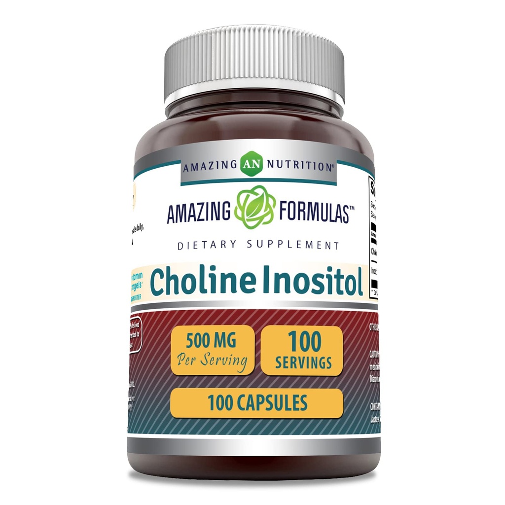 Amazing Formulas Choline & Inositol 500 Mg Supplement | 100 Capsules | Non-GMO | Gluten-Free | Made in USA
