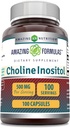 Formula harrigarriak Choline & Inositol 500 Mg osagarria | kapsulak | Ez-GMO | Gluten-Free | Made in USA (1 Pack | 100 Count)