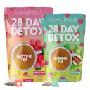 SkinnyBoost 28 Day Detox Tea Kit-1 Daytime Hibiscus (28 Bolsas) 1 Evening Apple Cinnamon(14 Bolsas) Non GMO, Vegan, All Natural, Green Tea and Herbal Teas for Natural Detox and Cleanse, Reduce Bloating