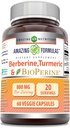 Amazing Formulas Berberine Turmeric & Bioperine 800mg Per Serving 60 Veggie kapslid Supplement | Non GMO | Gluteenivaba | Valmistatud USA | Ideaalne taimetoitlastele