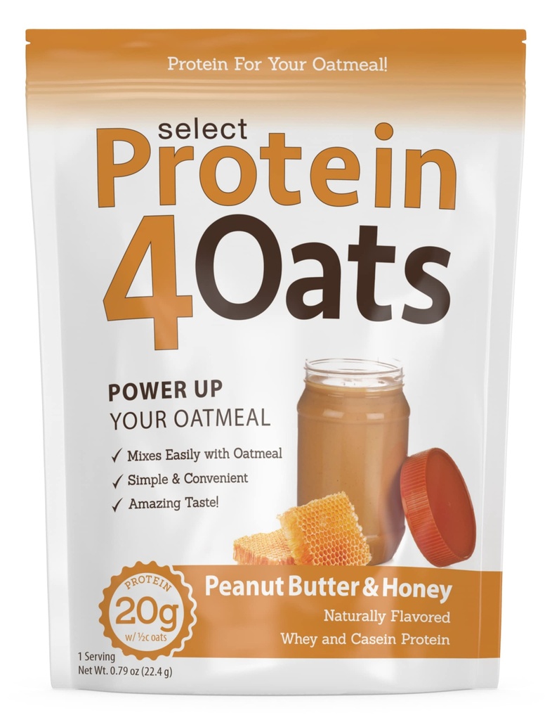 PEScience Protein4Oats Protein for Oatmeal, Peanut Butter & Honey, 12 SRV | Whey and Casein Protein, Makes Protein Oatmeal, Protein Powder for Oats