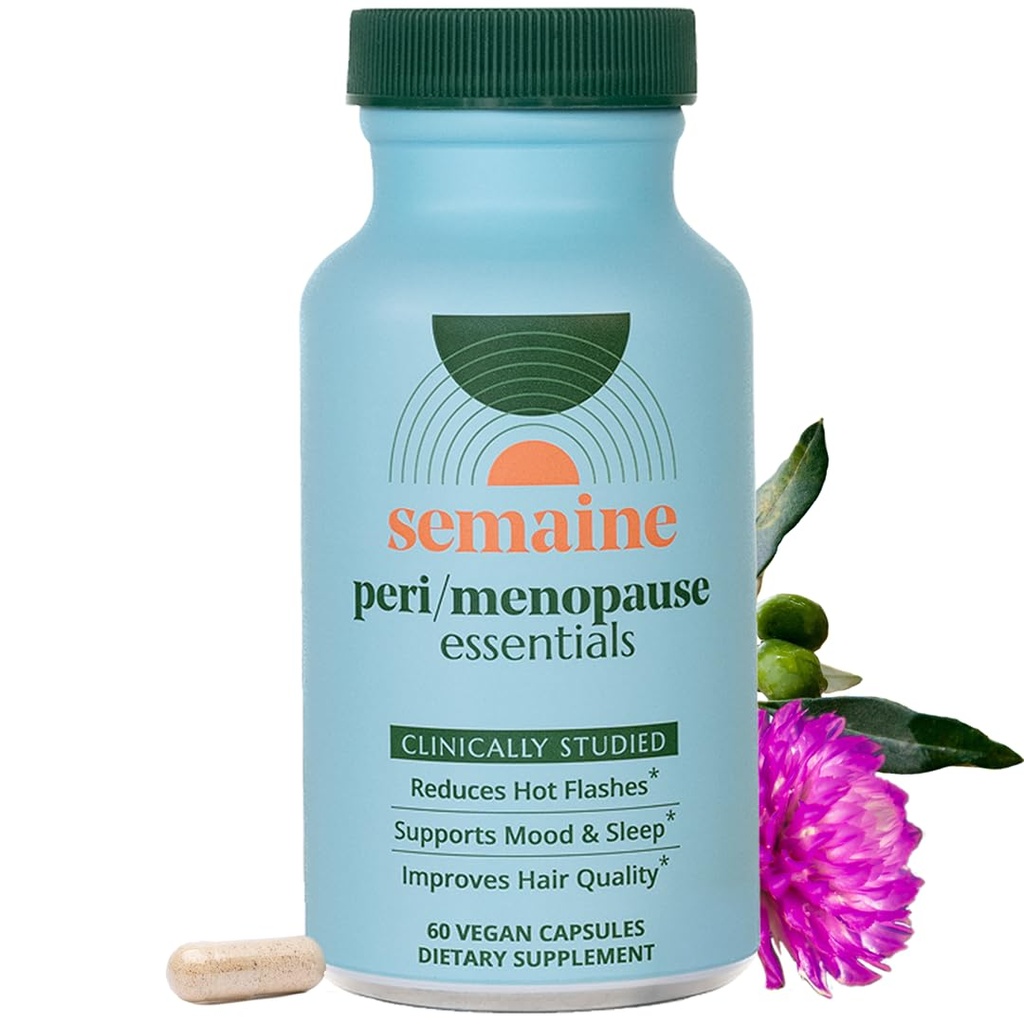 Semaine Peri/Meno Essentials - 60 Count Vegan Capsules - Clinically Studied to Ease Hot Flashes, Support Mood, Restore Hormone Balance - Non-GMO, Hormone-Free, Soy-Free