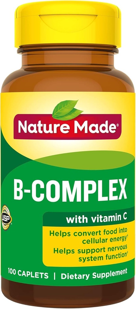 Nature Made B-complex cu vitamine C Caplete, 100 Conte (Pachet de 3)
