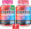 Creatine Monohydraat Gummies, Pre-Workout Chewables Supplement voor vrouwen en mannen, Creatine Monohydraat met Taurine & B6 - voor spier, kracht, endurance & energie, Vegan (Berry, 120 Gummies)