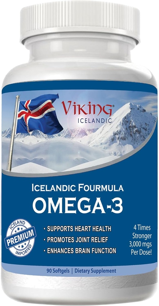 Islandų Fourmula Quadruol stiprumo Omega-3 žuvų taukai 3000mg High DHA & EPA 90 Softgels
