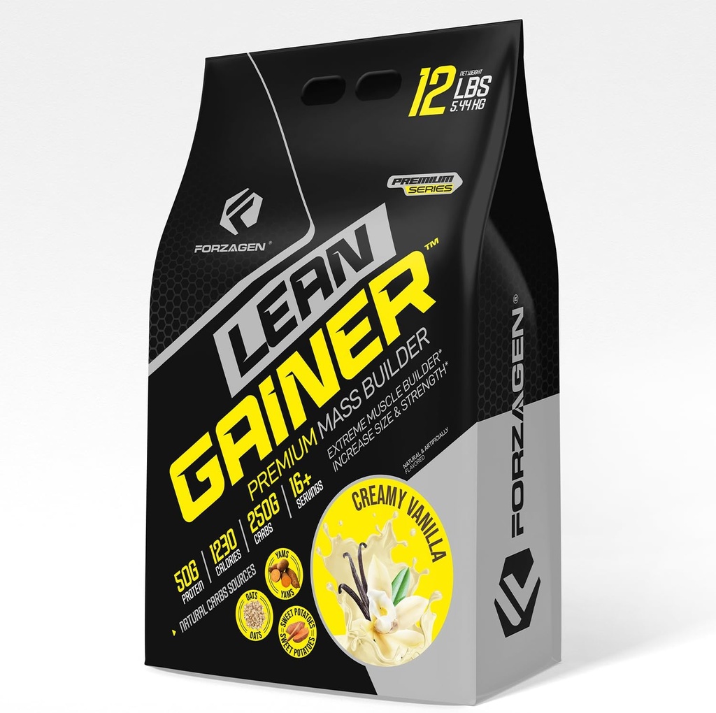 Forzagen Lean Gainer Premium Mass Builder | Массовый протеиновый порошок для мужчин и женщин (12 фунтов, Creamy Vanilla)