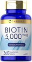 Carlyle Biotin 5000mcg | 360 Vegetarian Tablets | Beauty Formula Supplement for Hair, Skin, and Nails | Non-GMO, Gluten Free