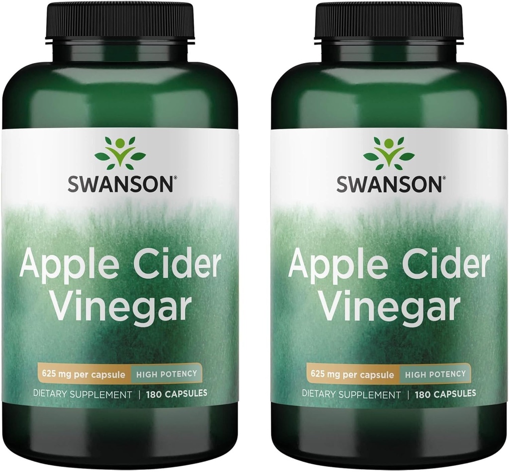 Swanson Apple Cider Actas Kapsulės - Palaiko sveiką ir virškinamojo sveikatos - Padeda palaikyti metabolizmą ir išlaikyti profilį - (180 kapsulės, 625 mg kiekvienas) 2 Pack