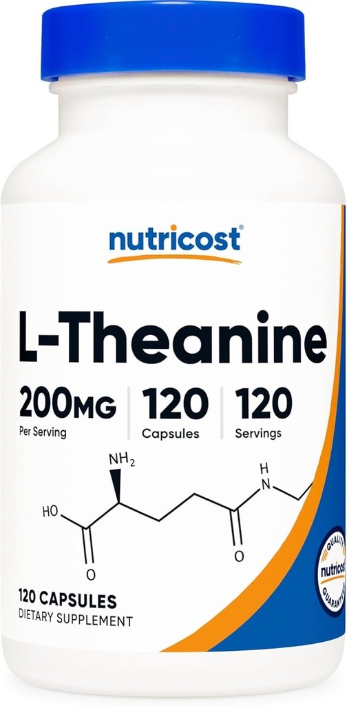 Nutricost L-Theanine 200mmg, 120 Capules, doble força - No-GMO, Guten Free
