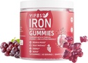 Iron Gummies Sugar Free, 120 Gummies Iron Supplement för kvinnor multivitamin med järn, vitaminer och zink för kvinnor, män och barn- druvsmak, Vegan Supplement, folat för energi-nej efter smak