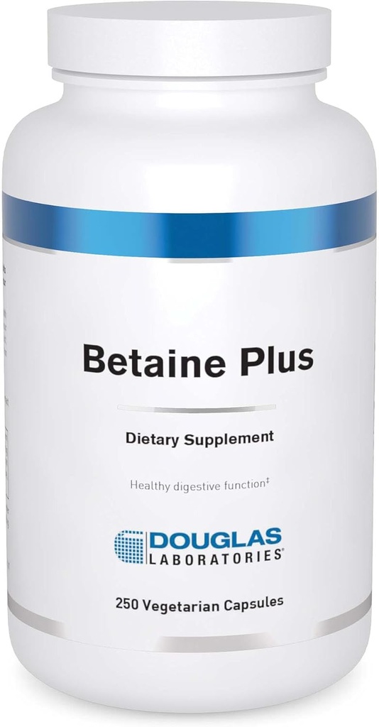 Douglas Laboratories Betaine Plus - Betaine Hydrochlorid mit Pepsin zur Unterstützung gesunder Verdauungsfunktion* - 250 vegetarische Kapseln