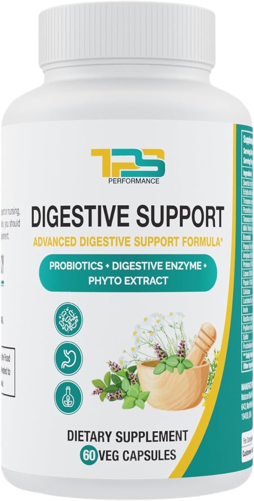 消化支持 Capsules + 高级消化支持 配有 Probiotics, 消化酶和 Phyto 提取 → Gut Health → 60 Veg Capsules