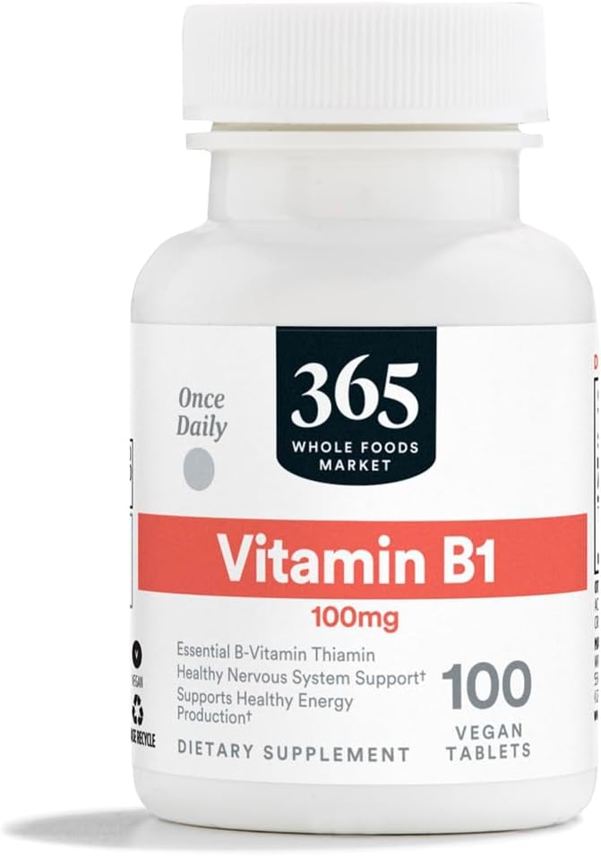 365 av Whole Foods Market, Vitamin B1 100mg, Vegan, 100 tabletter
