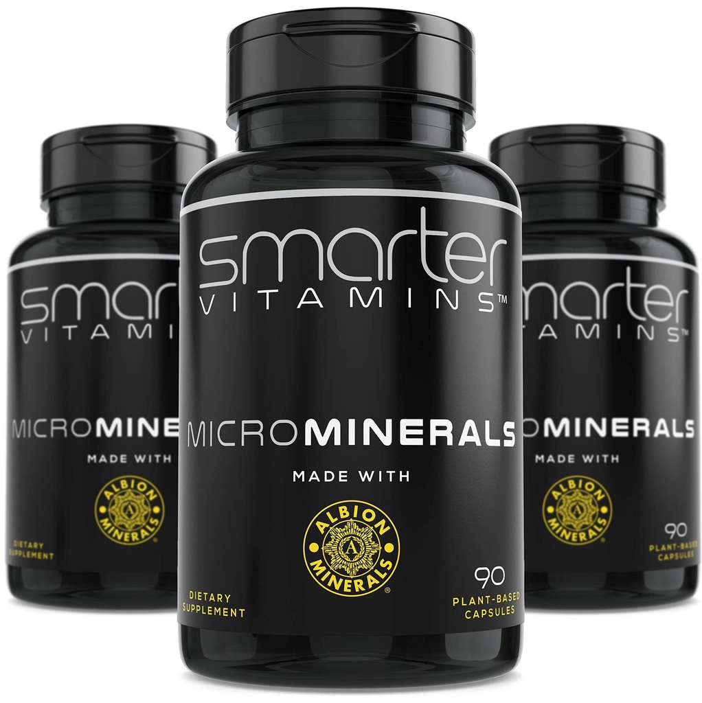 (3 Bottles) 15mg Zinc Glycinate from Albion® 6 Essential Trace Bisglycinate Minerals, Manganese, Boron, Chromium, Selenium, Molybdenum Supplement 90 Plant-Based Vegan Capsules