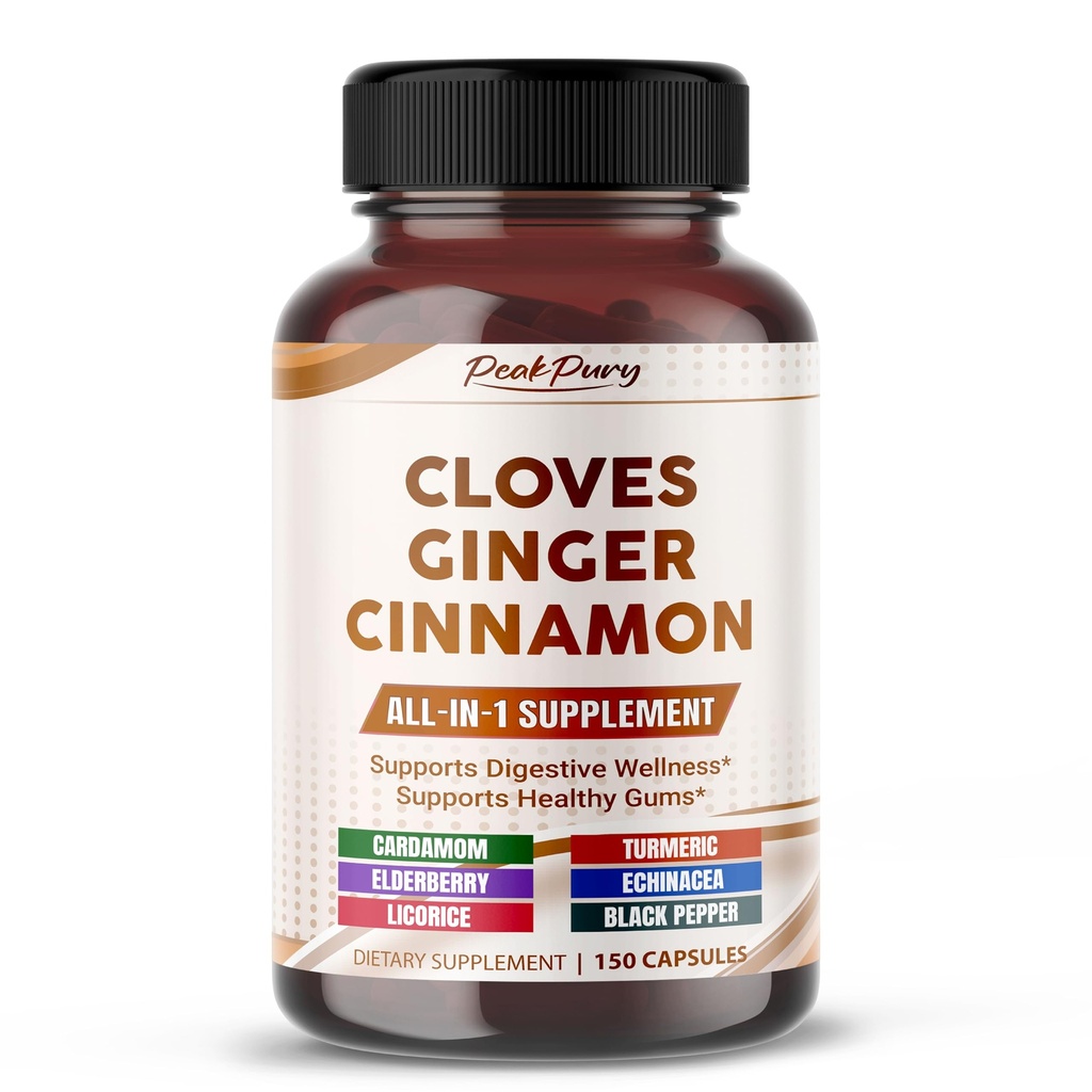 Ultra Cloves with Ginger & Cinnamon - All-in-1 Supplement for Digestive & Oral Health Support - 150 Capsules