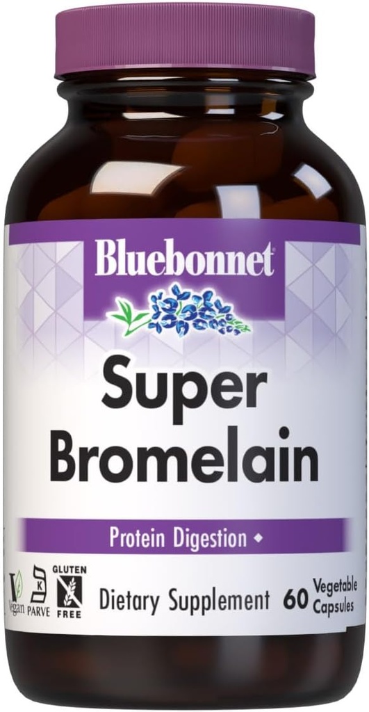 BlueBonnet Super Bromelain Вегетариански капсули, 500 mg, 60 Count