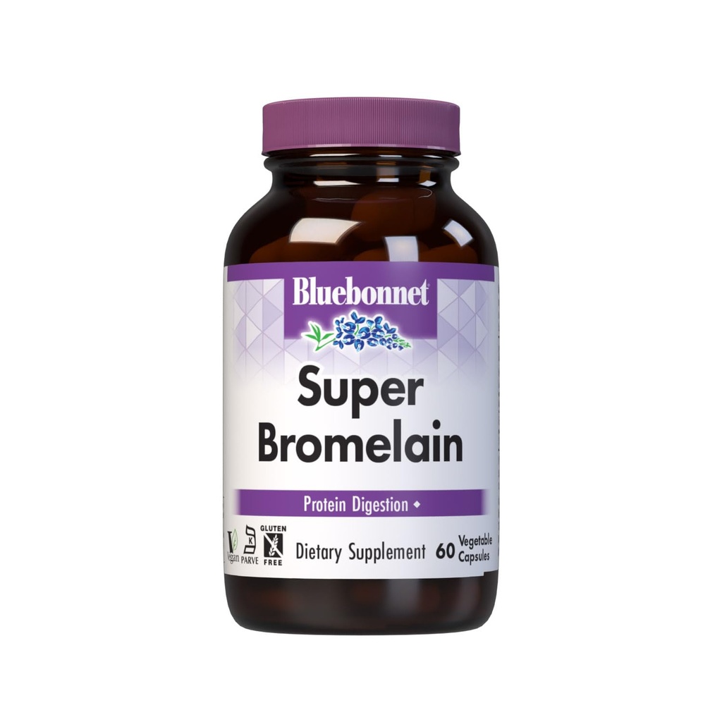 Bluebonnet Super Bromelain Vegetarian Capsules, 500 mg, 60 Count