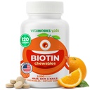 Kids Biotin 5000mcg Chewable Tablets | Tasty Biotin Supplement | Vegan, Non GMO | Hair Growth, Skin and Nail Heath | Hair Vitamins for Kids | 120 Chewables