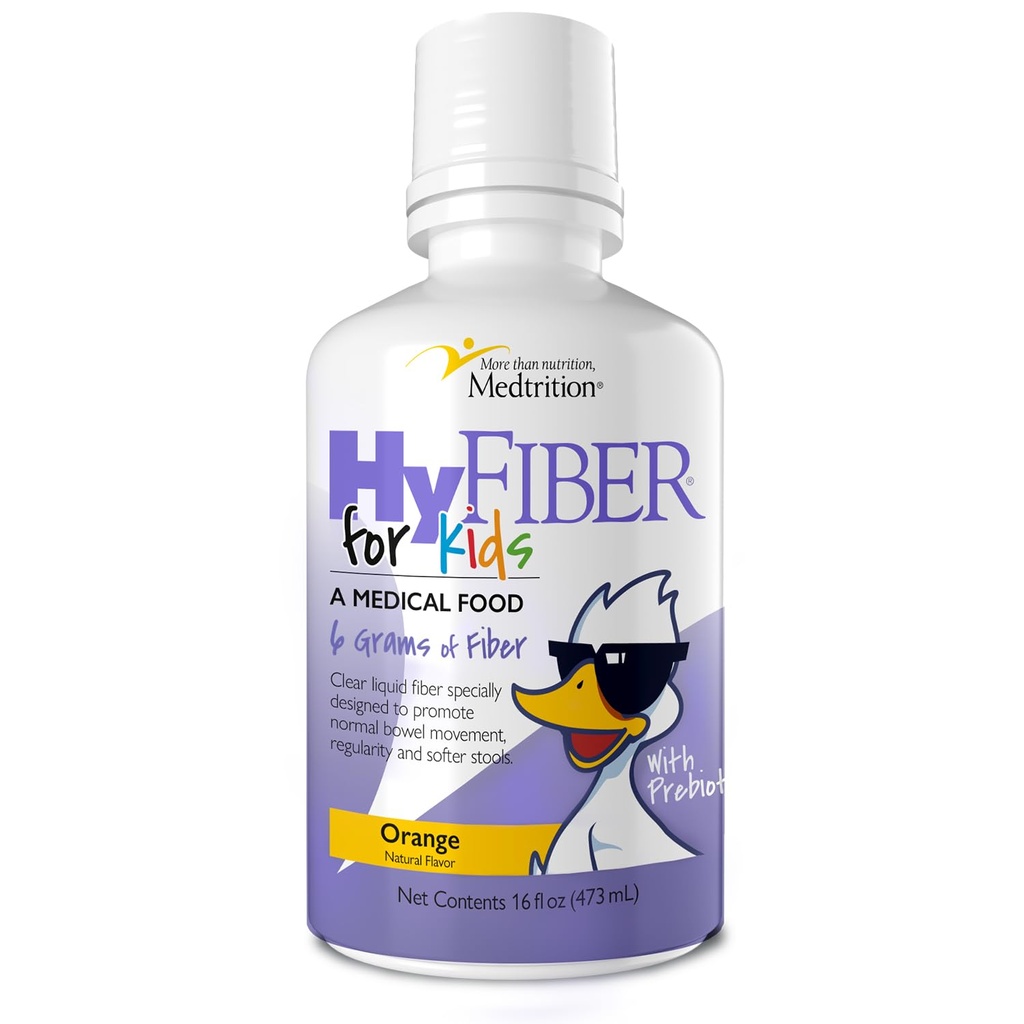 Medtrition HyFiber Liquid Fiber for Kids in Only One Tablespoon, Supports Regularity and Softer Stools, FOS Prebiotics for Gut Health, 6 Grams of Fiber, 32 Servings per Bottle
