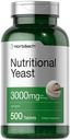 Horbaach Nutritional Yeast Tablets 3000mg | 500 Count | Contains B12, B1, B2, and Niacin | Non-GMO & Gluten Free Supplement