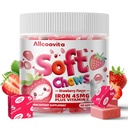 Iron Soft Chews Supplement with Vitamin C | Strawberry Flavored | Gluten Free | Iron Supplement for Women Men and Kids | 60 Count | 2 Month Supply