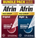 Afrin No Drip Original + night Nasal Mist Bundle Pack, Non-Drowsy, Fast-Acting Decongestant for Nasal Congestion and Sinus Pressure Relief, Adults and Children 6 and Older, .5 floz (Pack of 2)