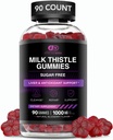 SKUTECZNY NUTRA Milk Thistle Gummies Yellow 124; Wyciąg Thistle bez cukru 1000mg dla Detox wątroby i przeciwutleniacz wsparcia 124; Wegan, Gluten- Free Gummies 124; 45- Day Supply, Natural Berry Flavor, Made in USA (90 Count)