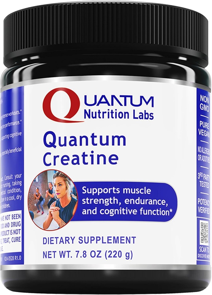 Quantum Nutrition Labs Quantum Creatine - אבקת Creatine Monohydrate, אבקת קריאטין לגברים, נשים, צמחונים, Unflavored Vegan Friendly Formula - 7.8 oz (40 משרתים)
