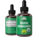 Ashwagandha Liquid Drops. USDA Organic Vegan Supplement. Extra Strength Ashwagandha Root Extract for Women, Men, Kids. with Adaptogens. Zero Sugar, Organic, Gluten Free Tincture Supplements - 2 fl oz