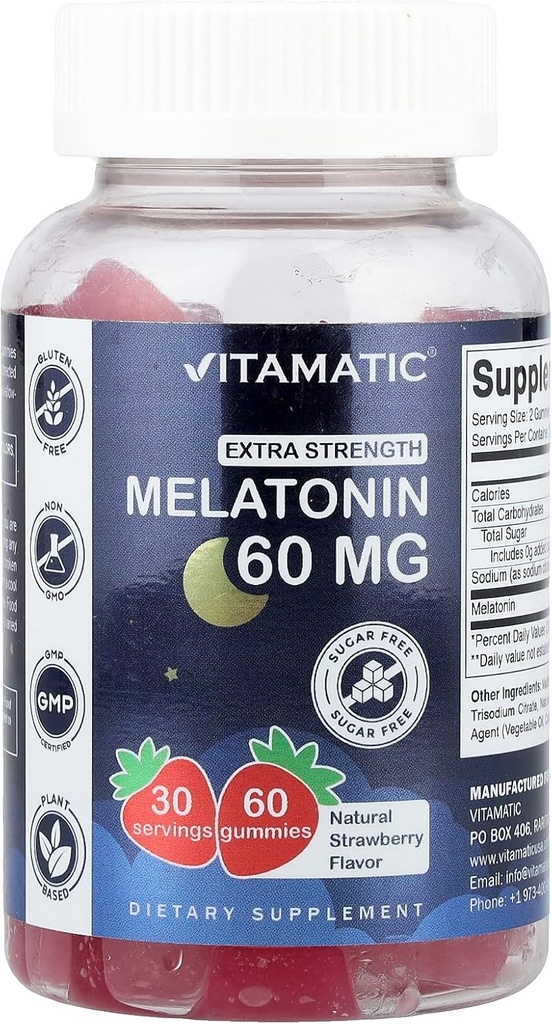 Melatonina 60 mg - 60 gume vegetariene - Supliment de formare non-habit