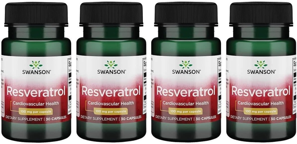 Swanson Resveratrol 100 Milligrams 30 kapsler (4 pakke)